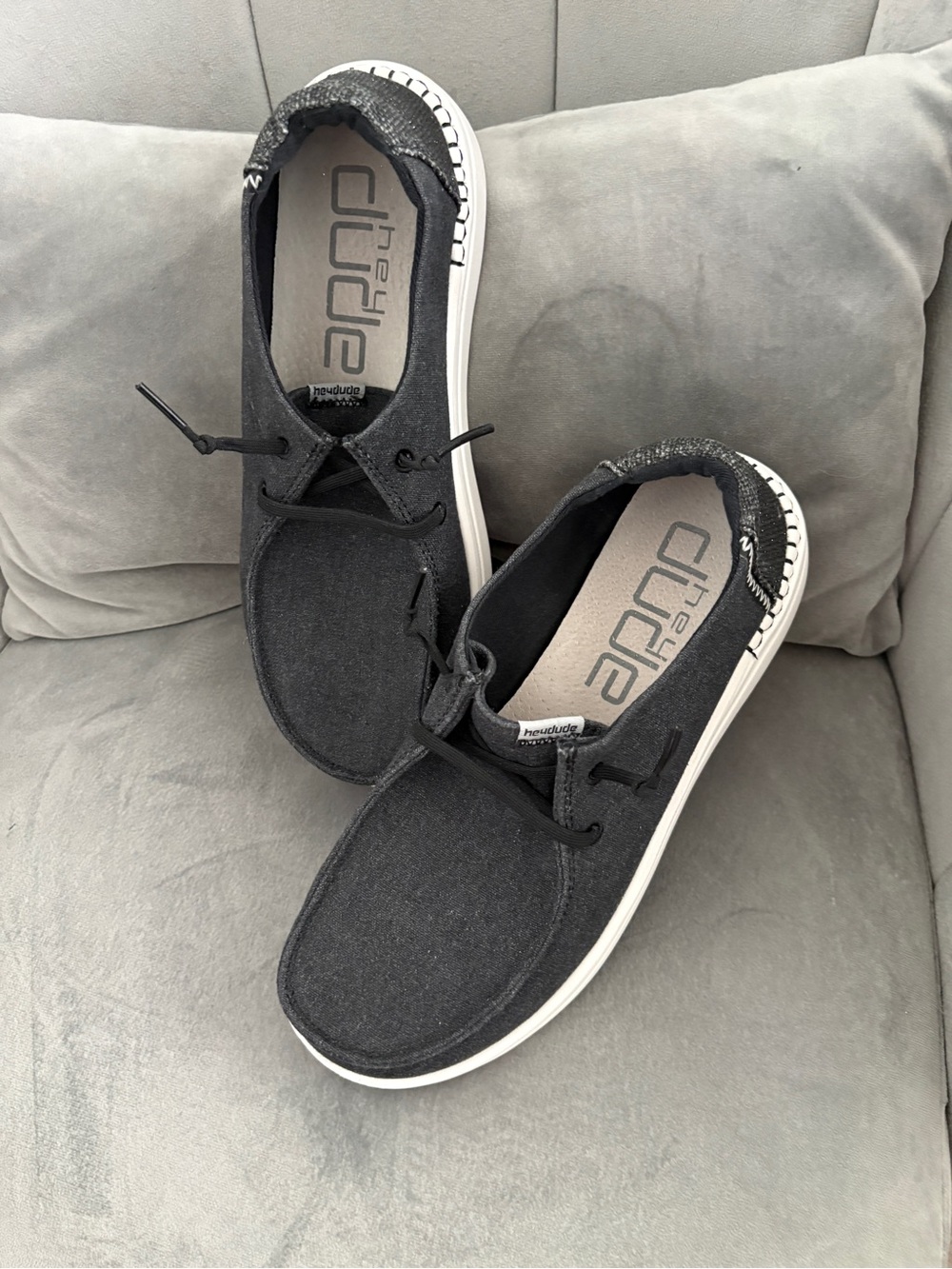 Hey Dude Women’s Black Canvas Slip-On Loafers - Picture 7 of 9